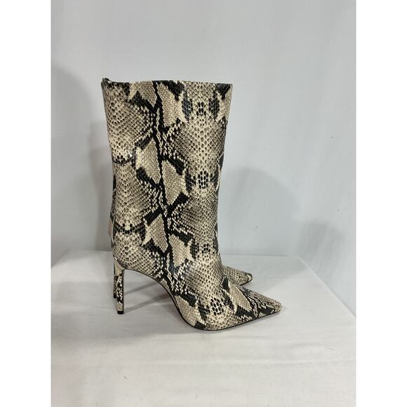 Schutz 'Mary' Black Snake Print Leather Stiletto Heel Size 7 - Picture 4 of 6